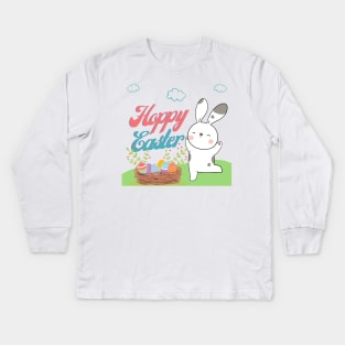 Cute Hoppy Easter Bunny | Easter Gift Ideas | Gifts for Kids | Gifts for Rabbit Bunny Lovers Kids Long Sleeve T-Shirt